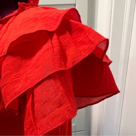 NWT NANETTE LEPORE Red Rayon Blend Blouse Hot Coral Size Small - Picture 11 of 13